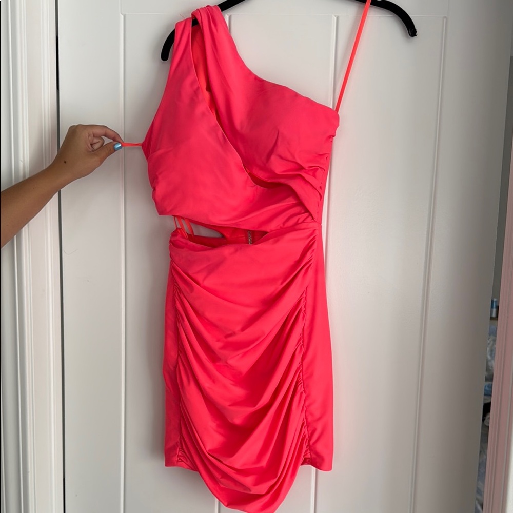 Elegant One-Shoulder Coral Dress
